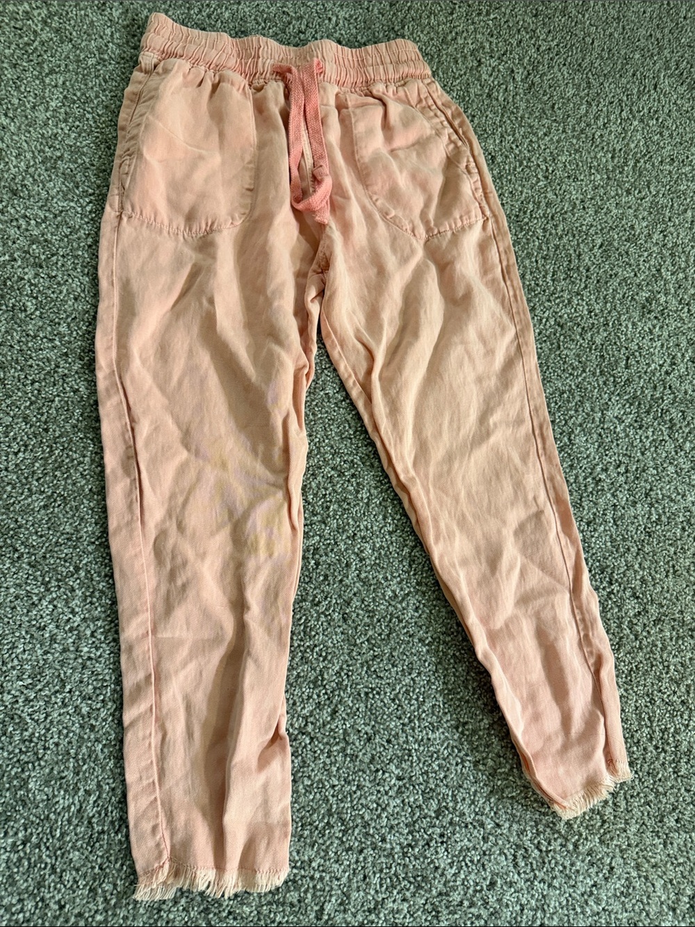 Zara Women's Cropped Drawstring Pants in Light Pink